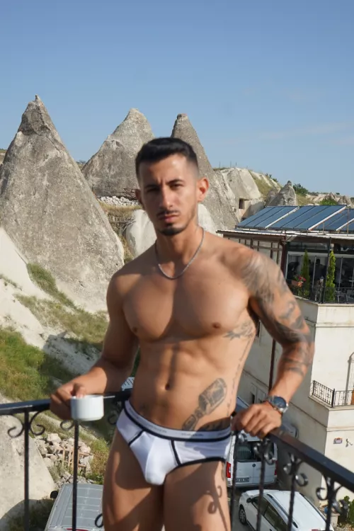 Drinking coffee with a nice view right?