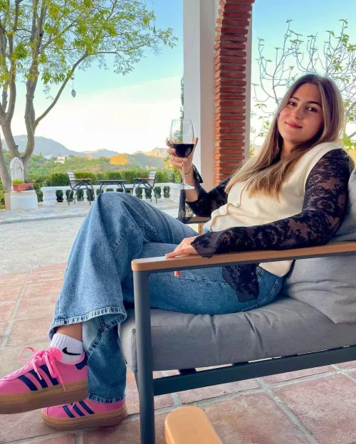 Drinking wine with a view