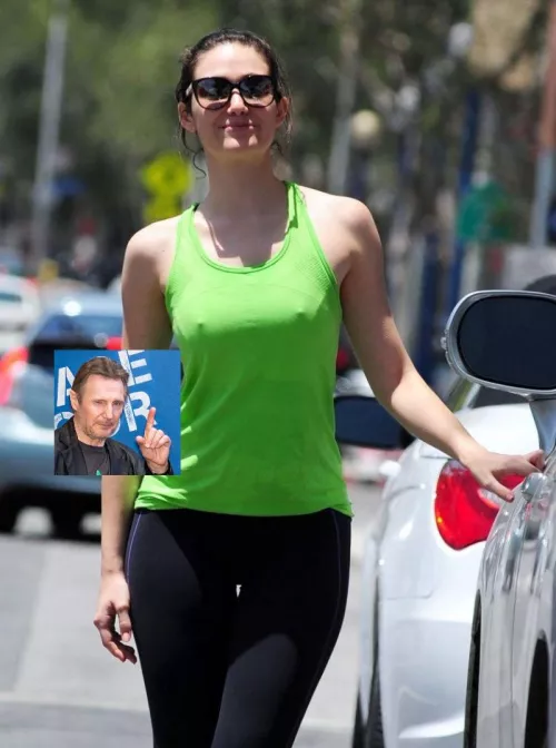 Emmy Rossum and Liam out for a jog