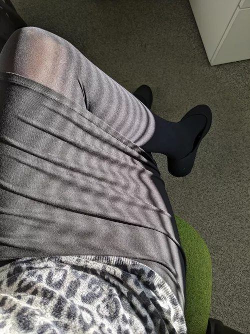 Enjoying the morning sun at the office