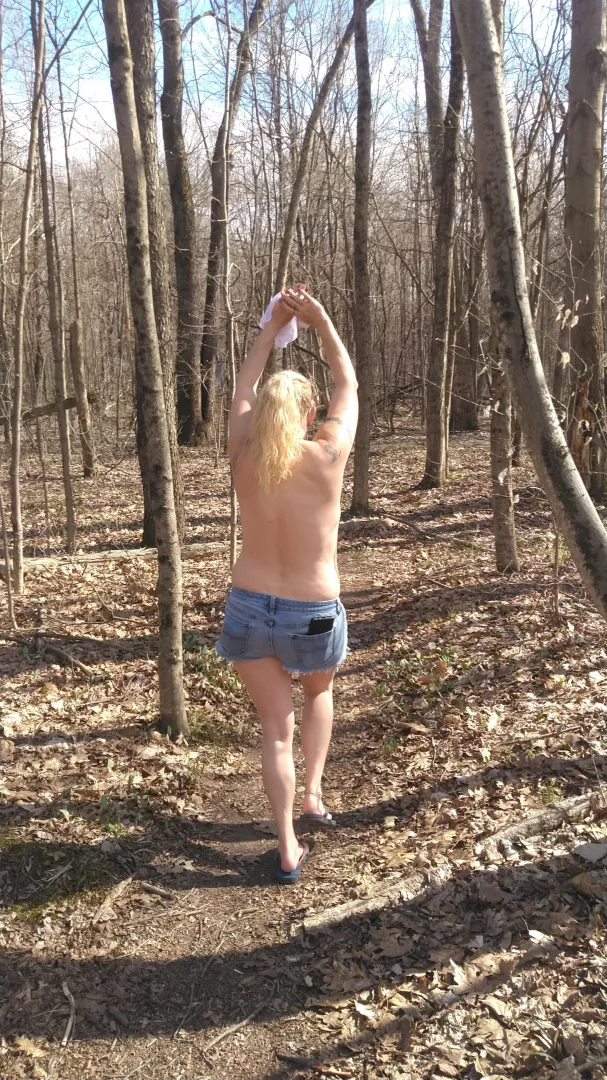Enjoying the nice weather with a walk in the park