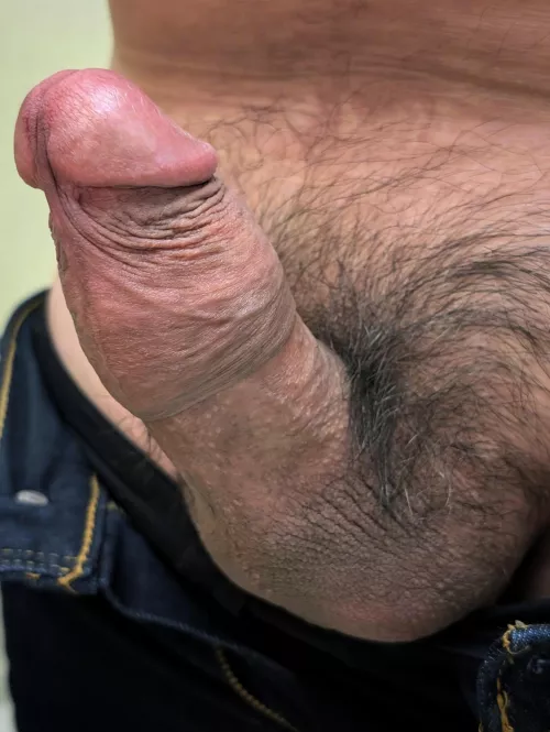 Ever seen an uncut cock peeled back this way before? Imagine my foreskin hugging your shaft like it's hugging mine.
