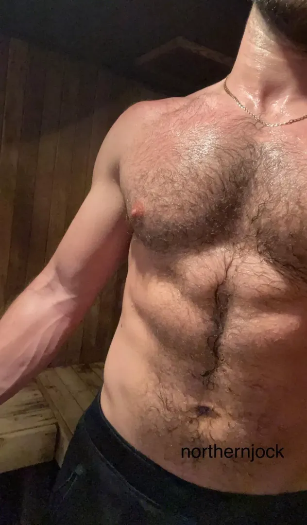 Ever worshipped a buff hairy athlete in a public sauna?