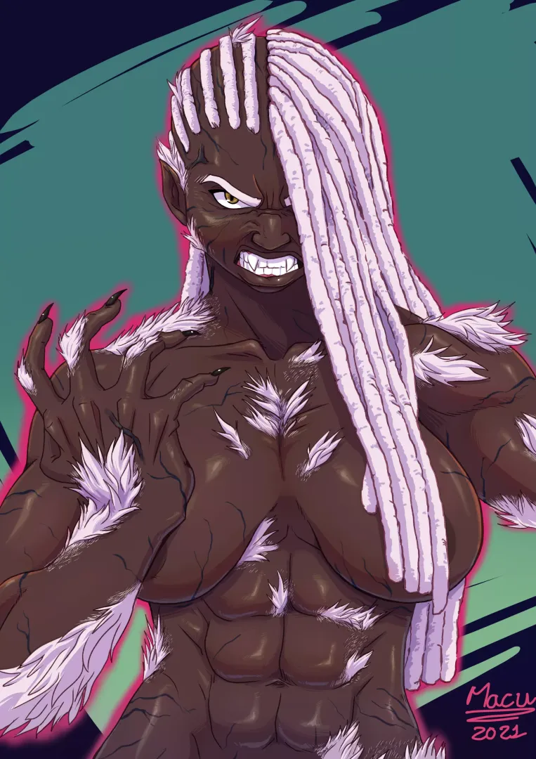 [F Human -> Werewolf, Mid TF] Jocelyn transforming by MacuMa
