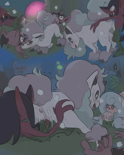Fairy orgy in the woods (Impidimp, Morgrem, Ponyta, Hattrem) [MF] by Kinnni-chan