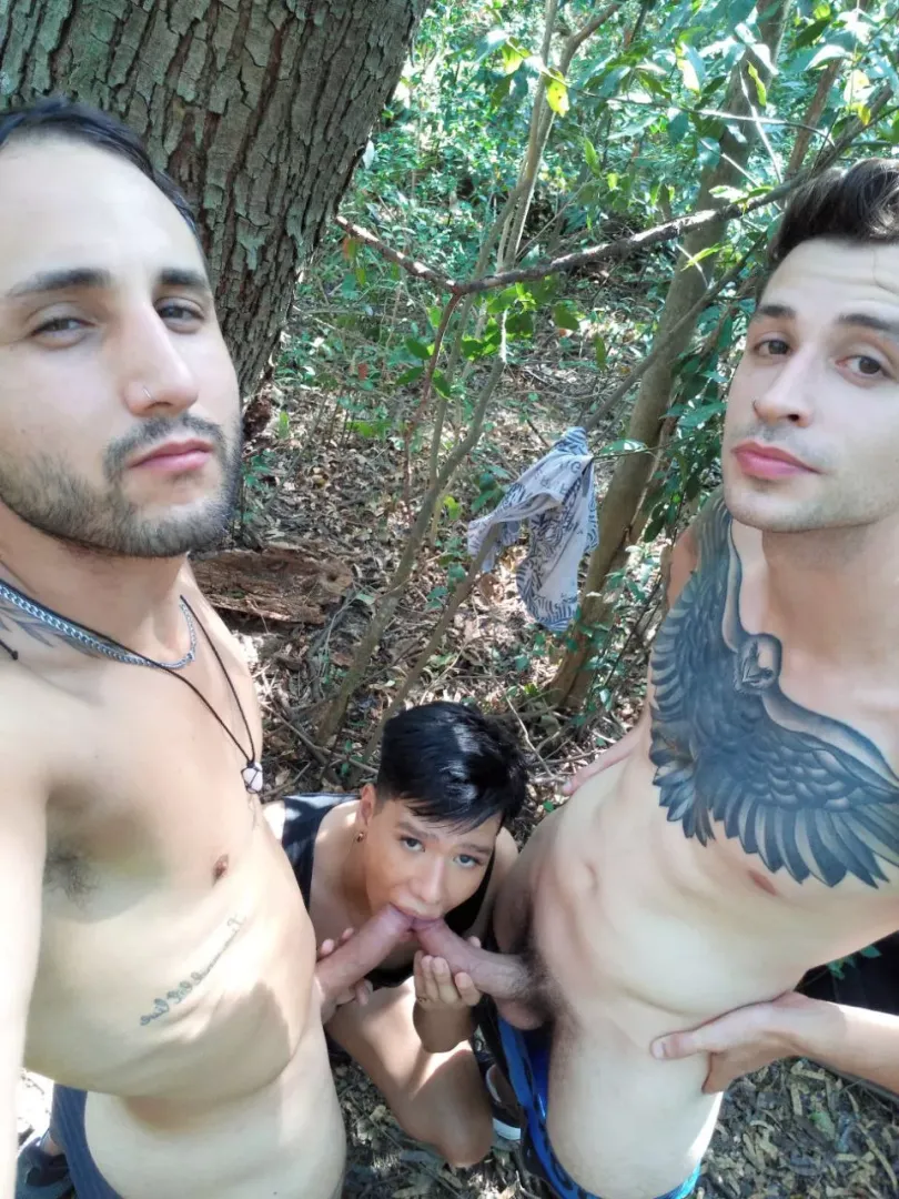 feeding eata whore in the woods