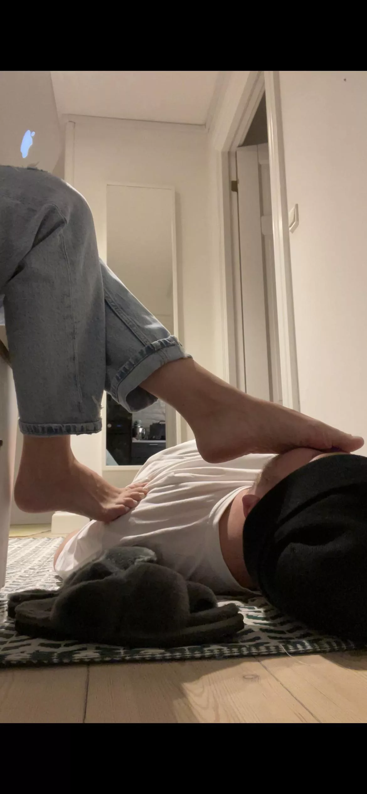 Feeling the full force in his face after wearing slippers for a whole day😇