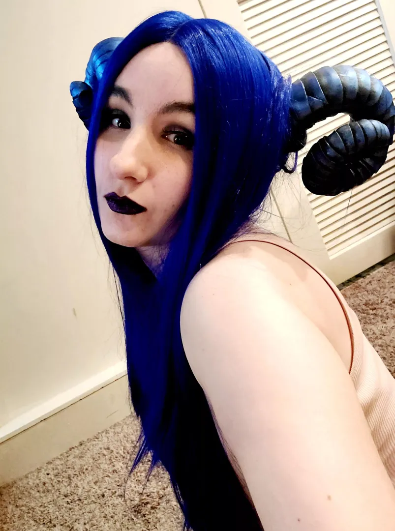 Felt blue and horn...y...