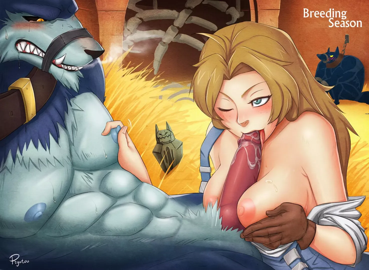 Female breeder taking care of him (pigutao)