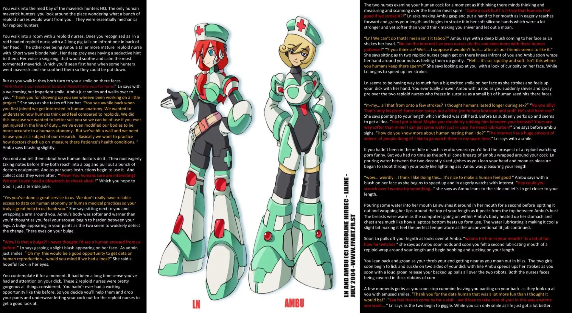 [FFxM] reploid nurses do some experimentation. [titjob] [blowjob] [robotic gals]
