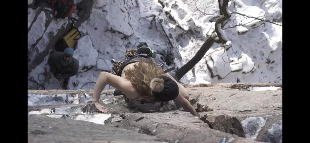 Figured this belonged here: climbing ‘birthday crack’ in my birthday suit on my birthday. It was 10° that day!