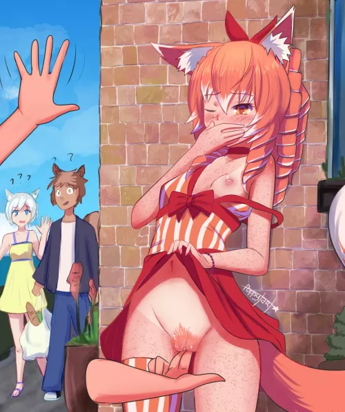 Fingered Fox in public (Artpoppytart)