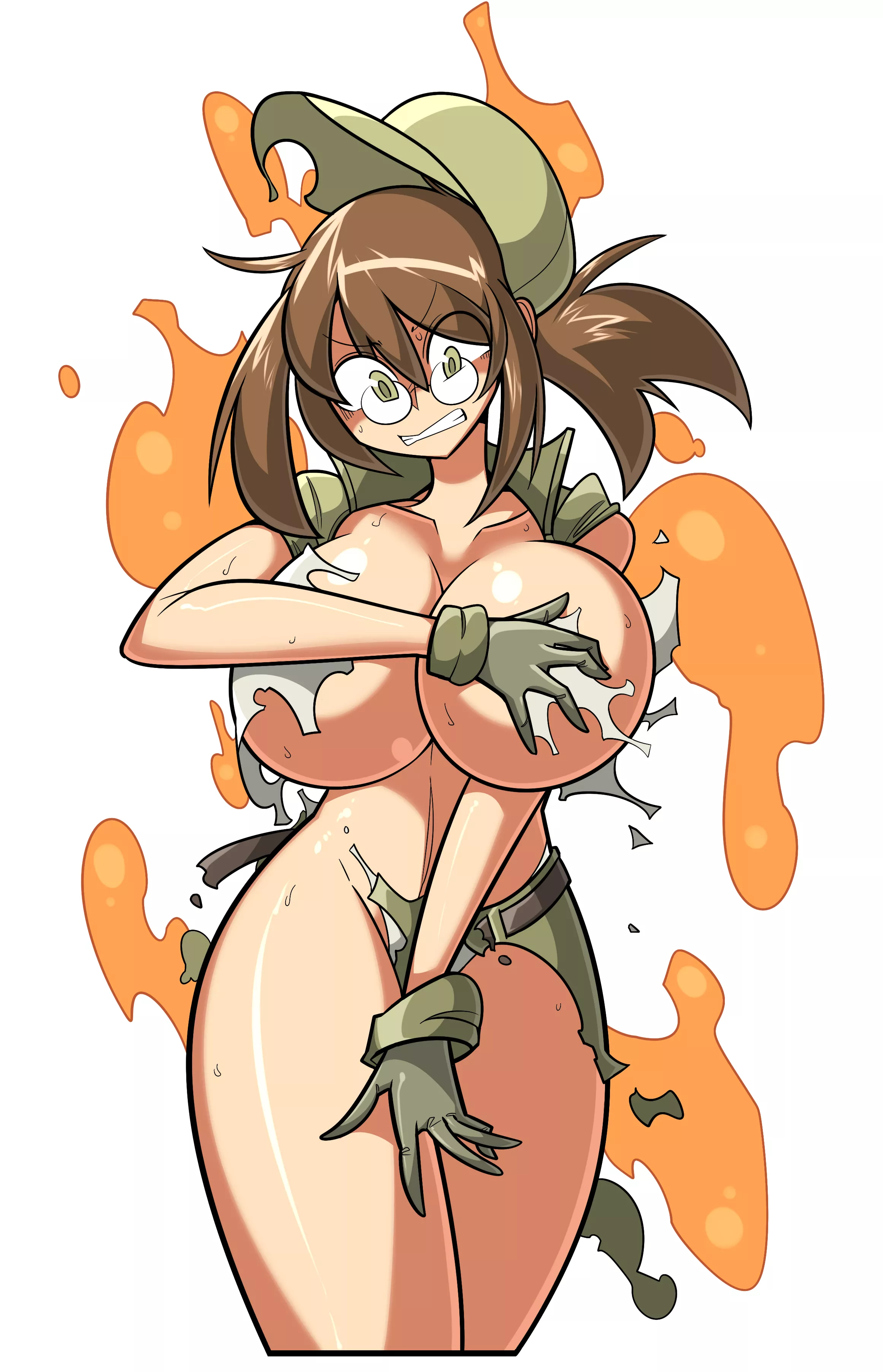 Fio Germi desperately trying to cover the goods! (Backsu) [Metal Slug]