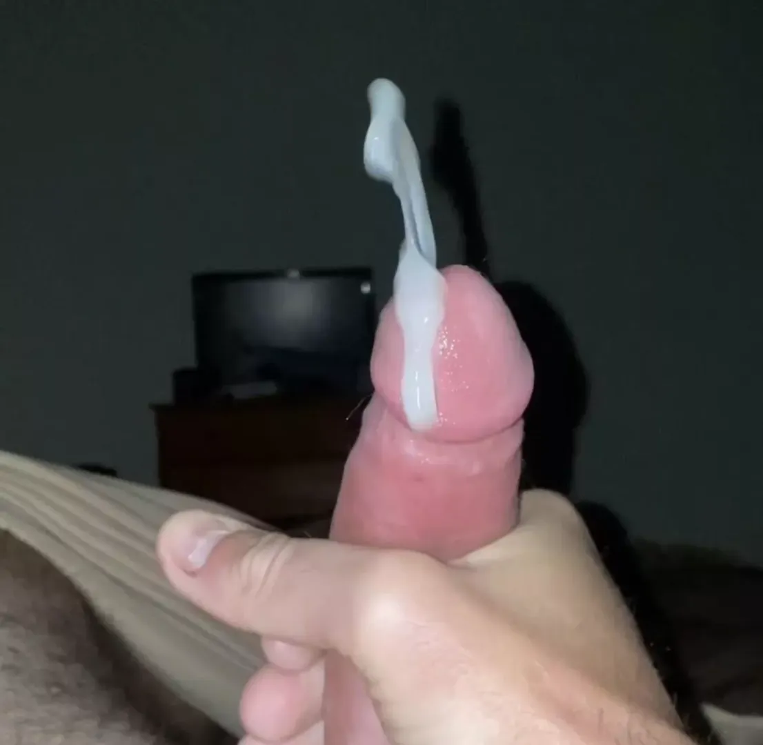 First rope exiting my 34yr old cock!