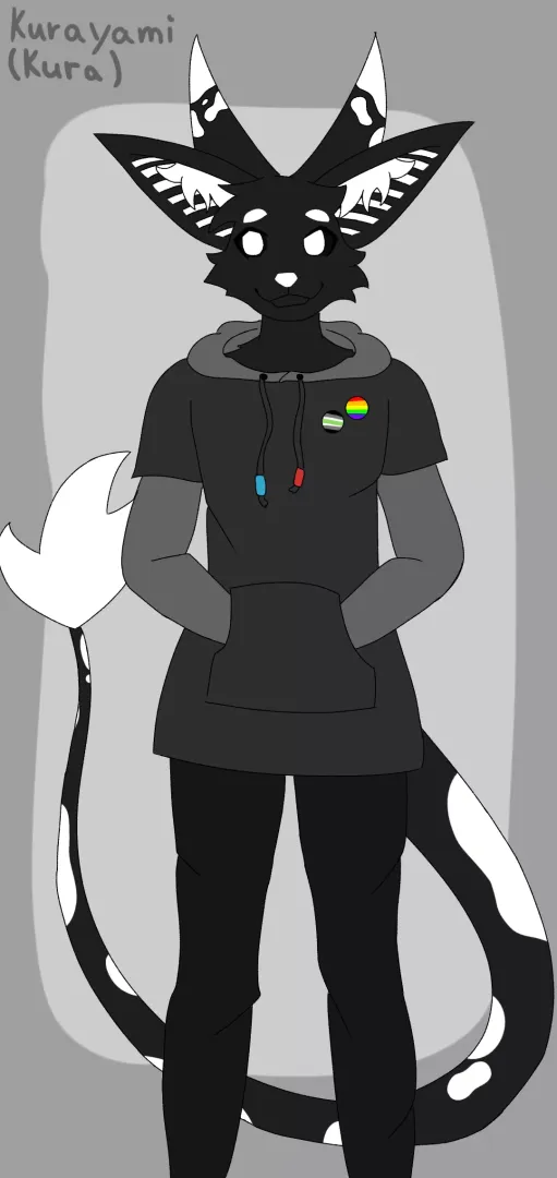 First time really drawing my fursona :> not really good at drawing but please rare the drawing if you want :]