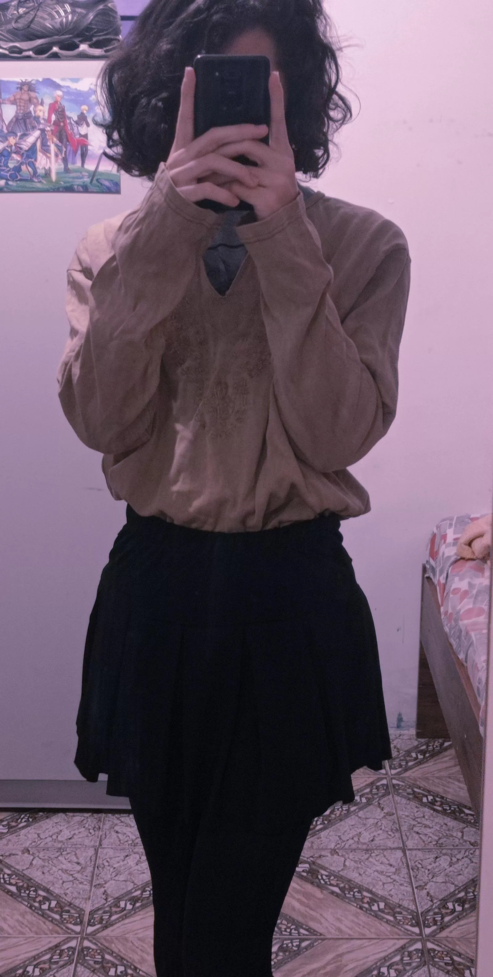 First time wearing a skirt and a pantyhose, feeling cute today