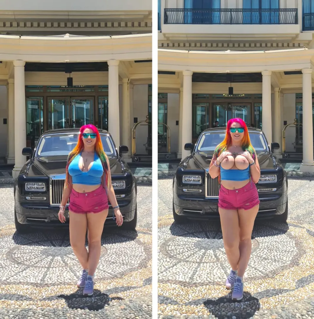Flashing out the front of a fancy hotel lol