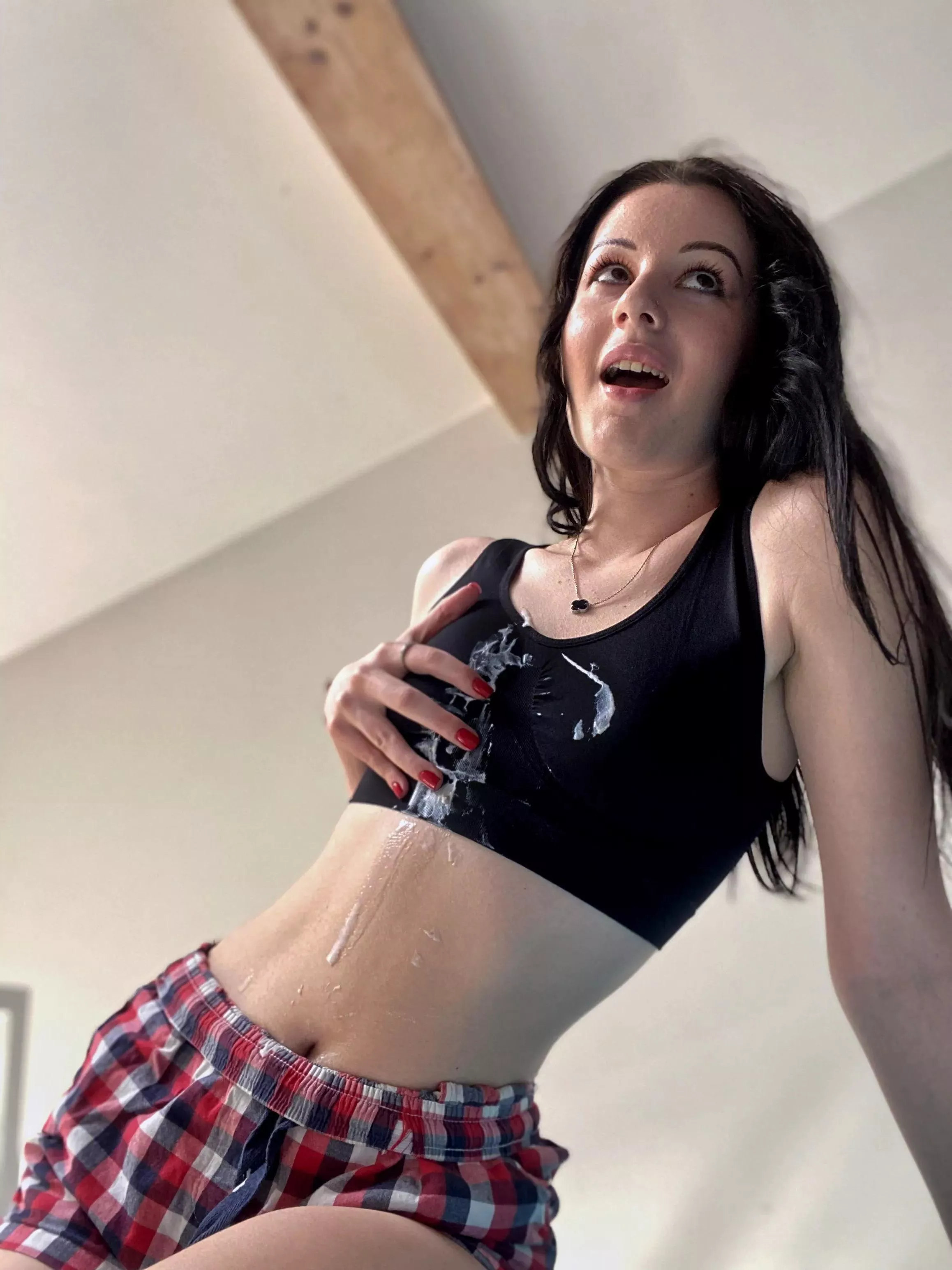 flat tummy ready for another load of cum for her to swallow