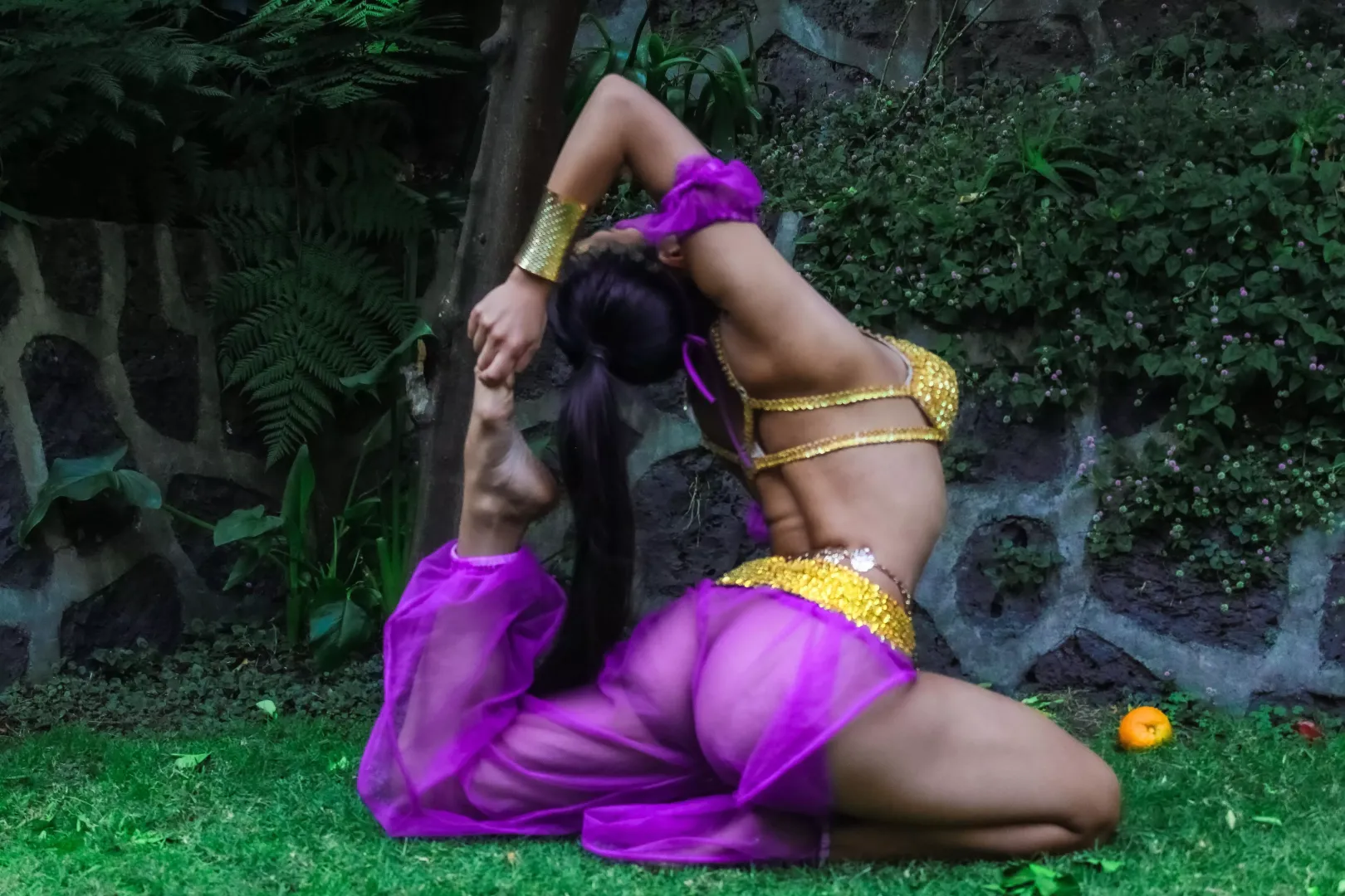 Flexible belly dancer is ready to show off her skills and seduce you with her special dance. OC