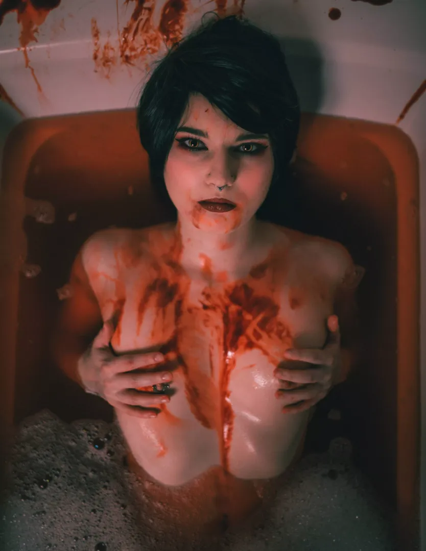 Following the trail of blood throughout the dungeon, you entire the vampiress' personal quarters and find them cleansing themselves after feasting on the local townspeople. Roll for initiative!