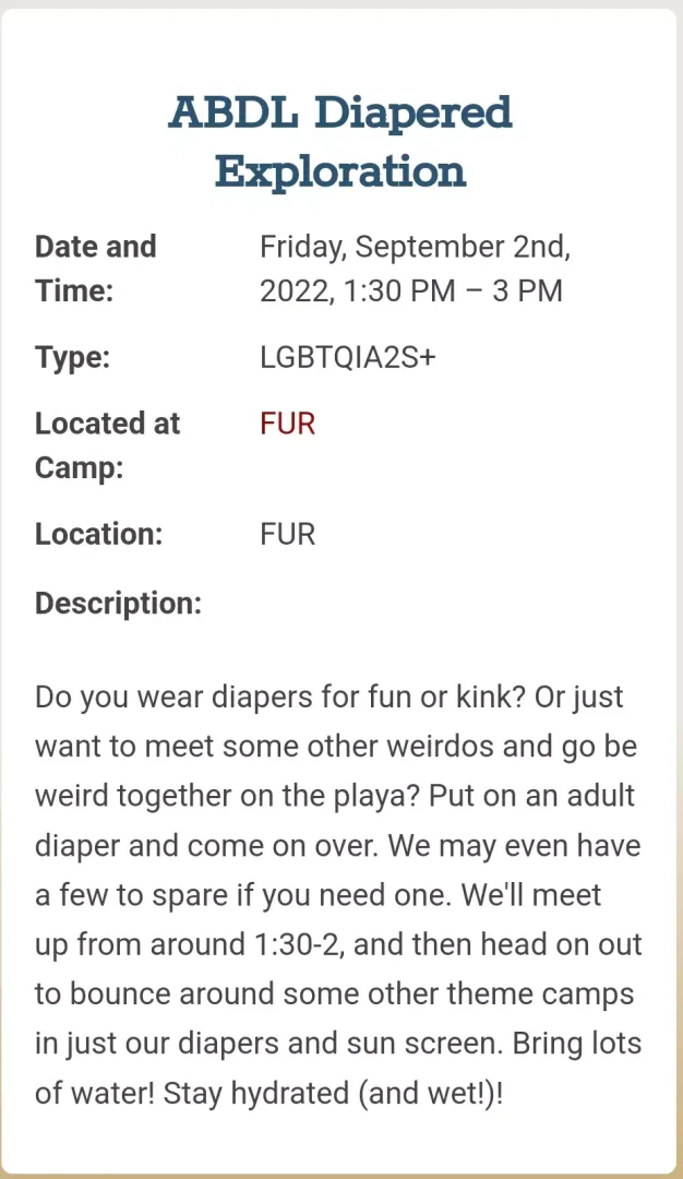 For any little heading to Burning Man, I saw this event! I'm probably going and you should too!