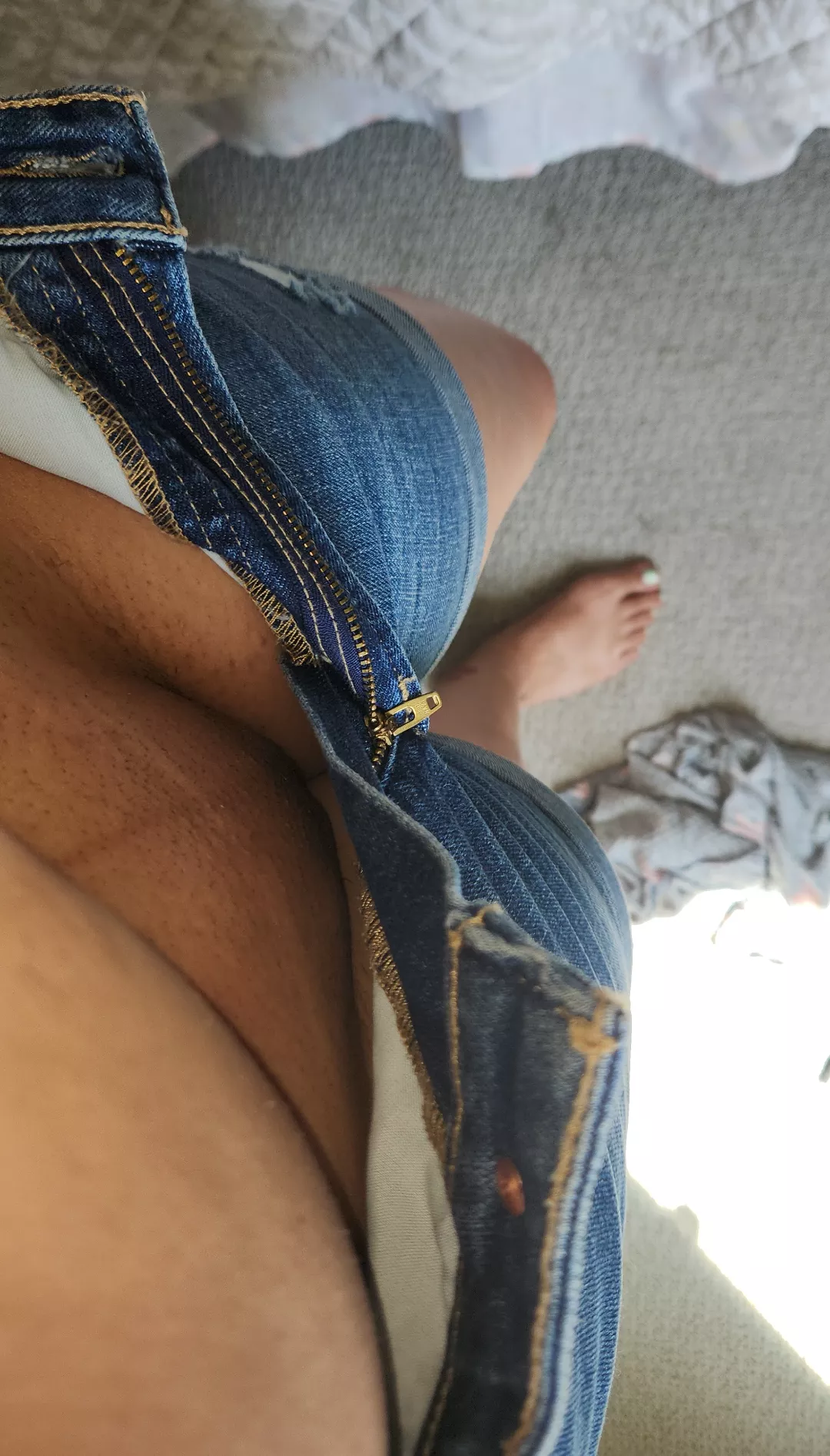 Freshly shaved and no panties