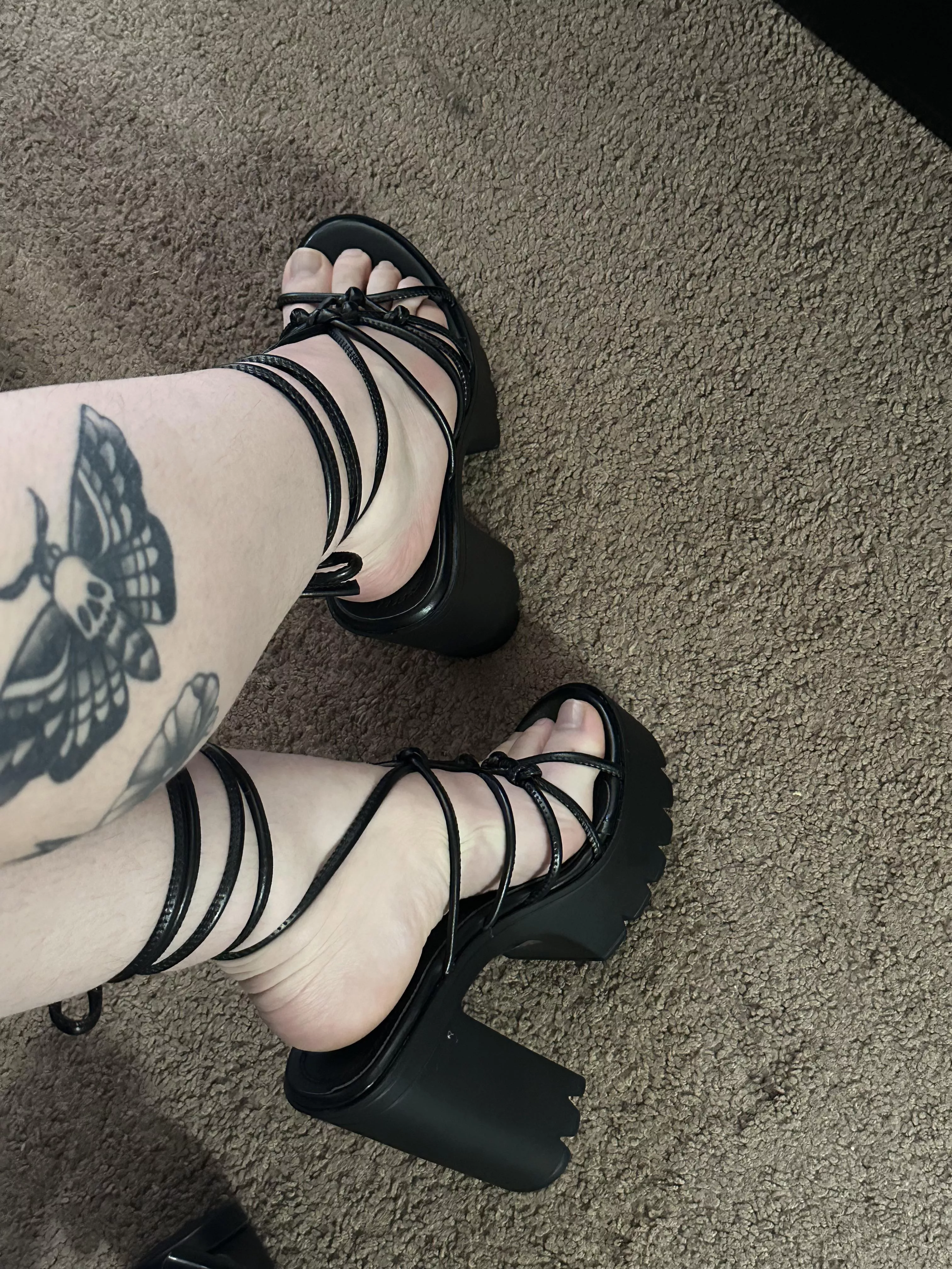 From the usual military boot to these heels… good change.