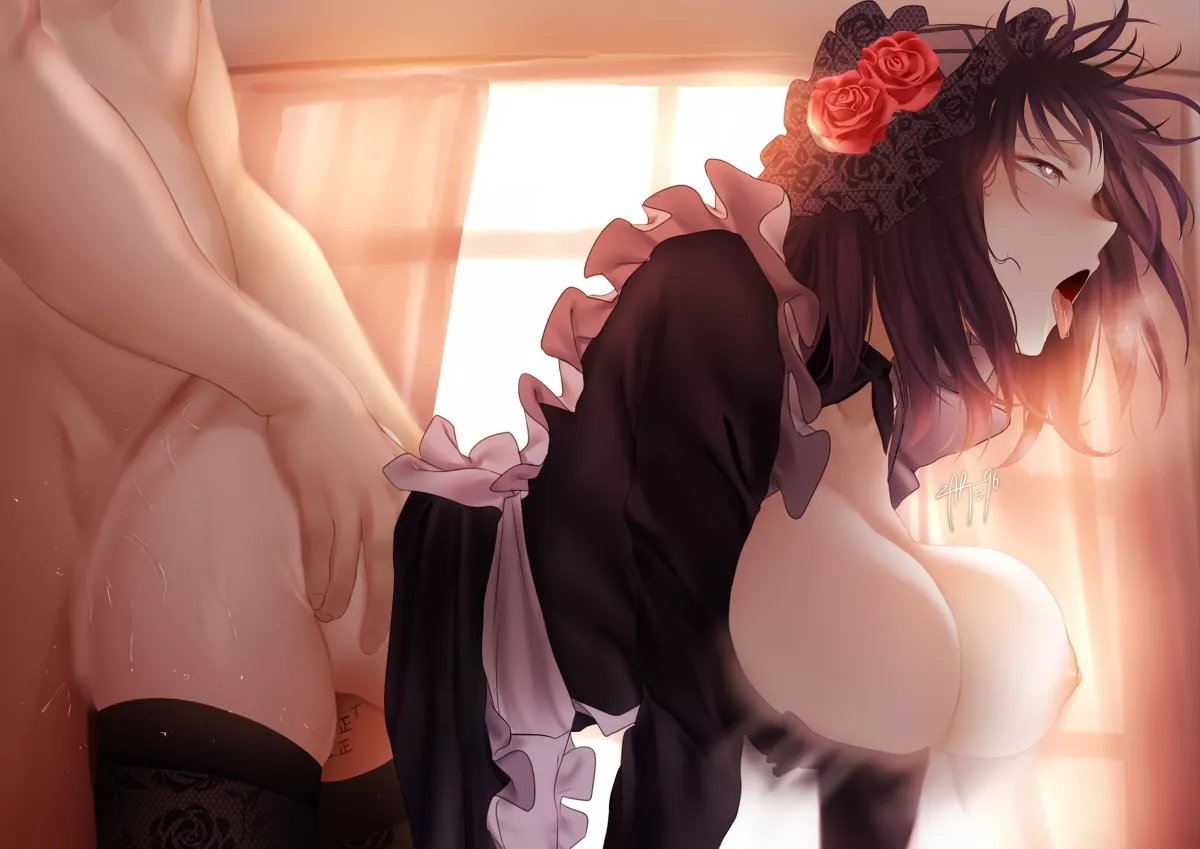 Fucking her in maid cosplay
