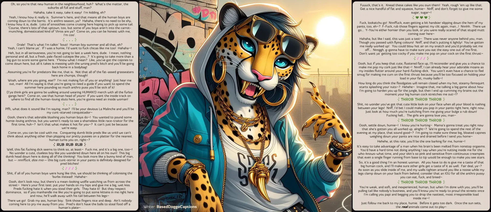 [FxM] Human Boy summer [Part 1/2] [Feline] [Teasing] [Human'd] [Slumming It] [Semi-Bleached] [Artist: AI]