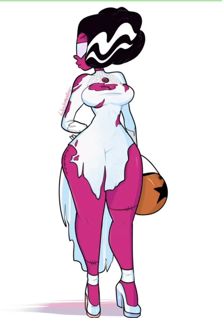 Garnet dress as Frankenstein's bride for Halloween