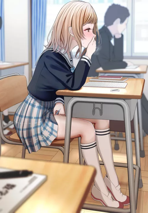 Getting herself off at the class