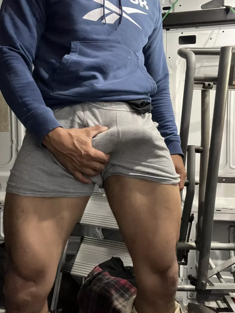 Getting horny in the back of my work van 
