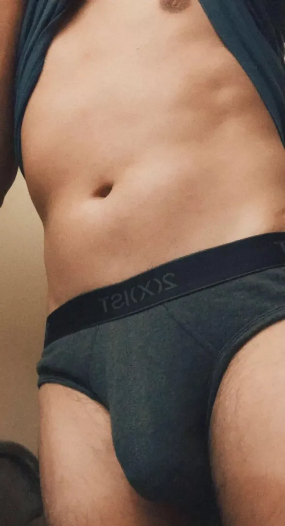 Going to play with my semi hard cock in my 2xist briefs