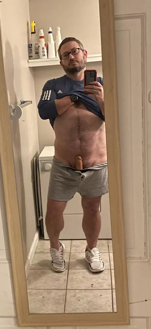 Good jog today. Now I need a fun workout. Maybe sit on my thighs and help me with some thrusts. It’s basically just me lifting you with my hips, over and over and over. Lots of reps! 😘😏