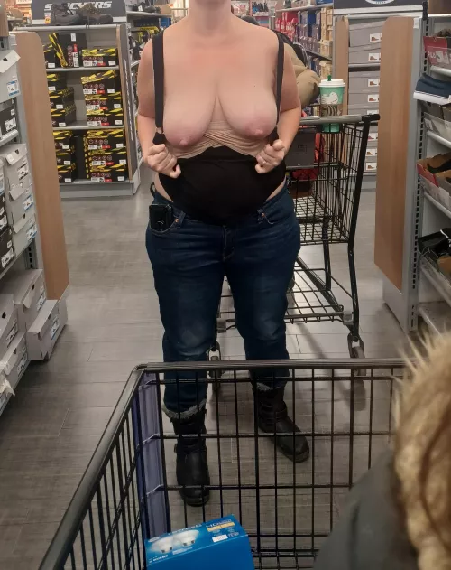 Got caught in Meijer. Someone walked behind hubby when he took this
