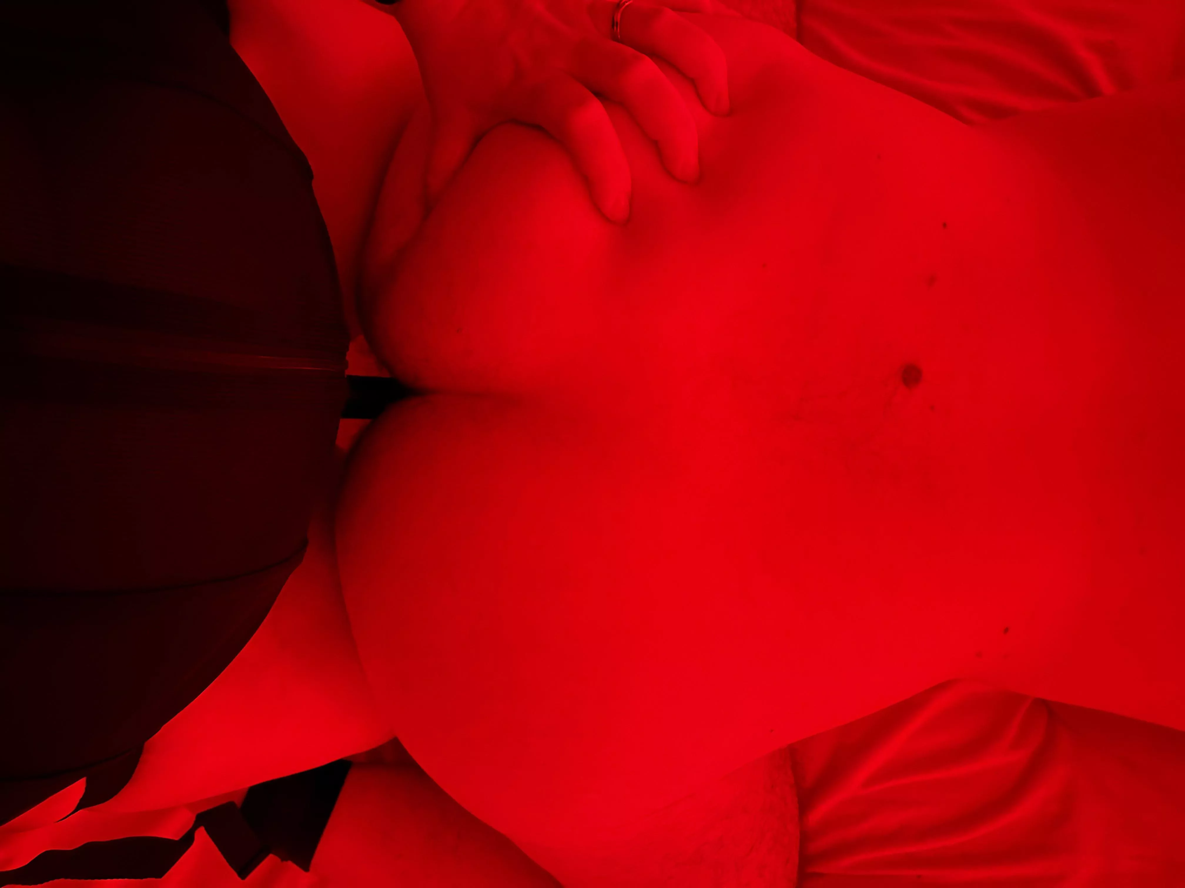 Grabbing a handful and she slides in