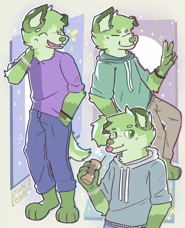Green dog stuff :3 | Art by me! @luckyrowan_