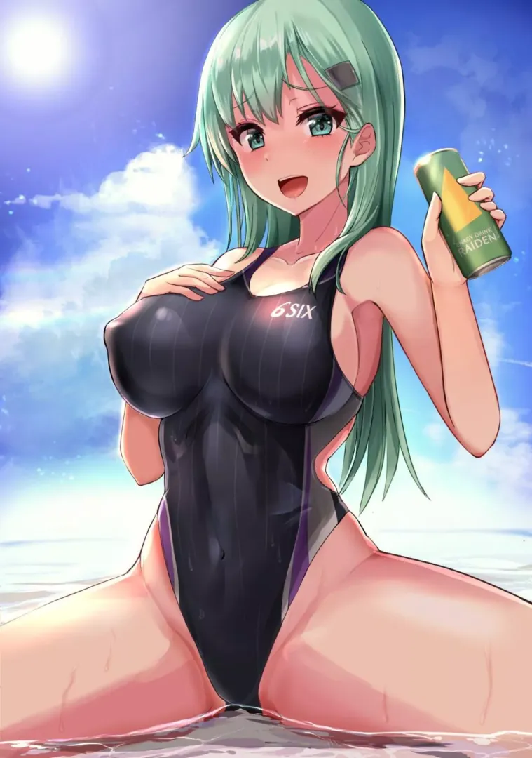 Green haired beauty