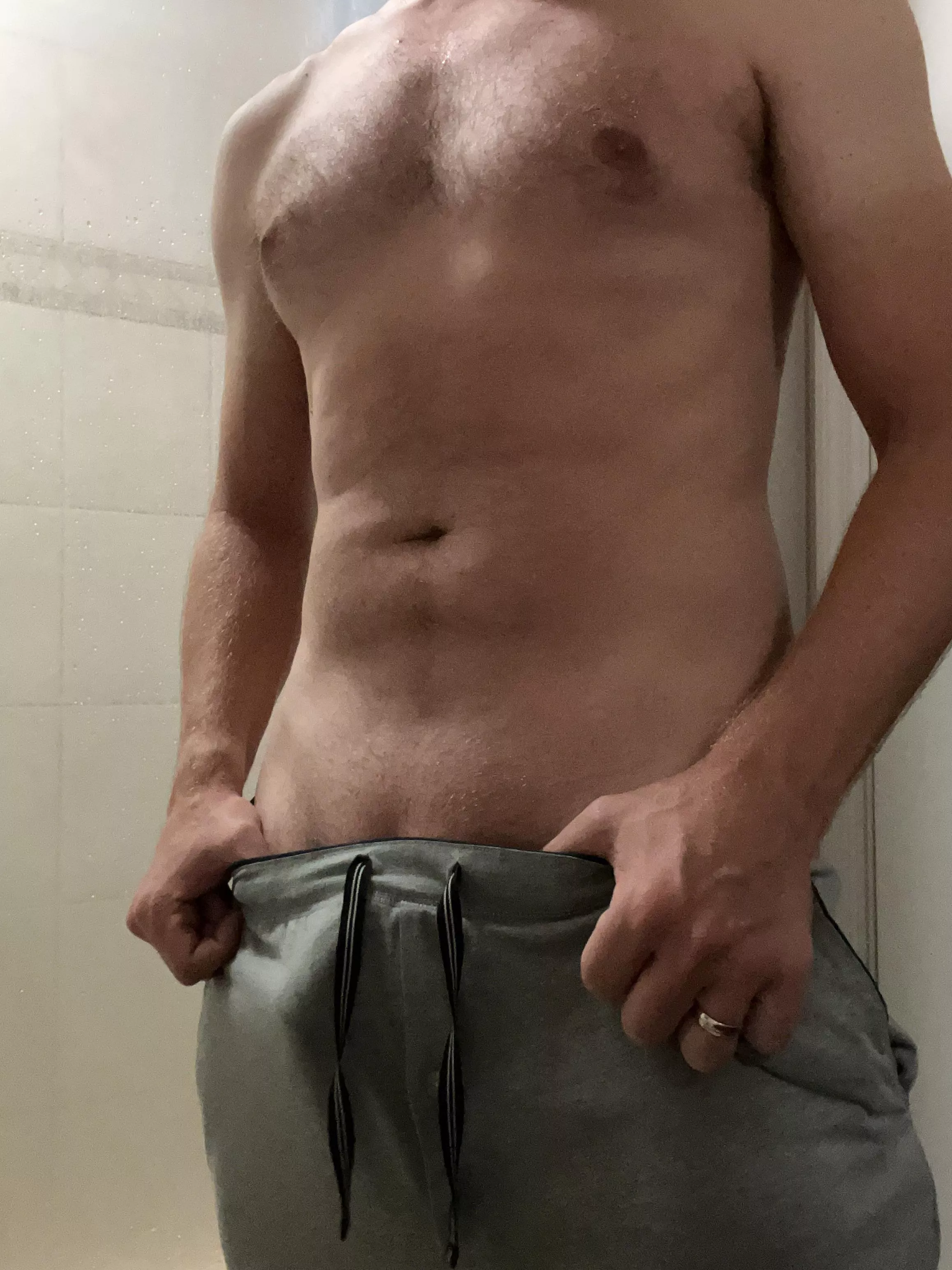 Grey pjs are always in style.