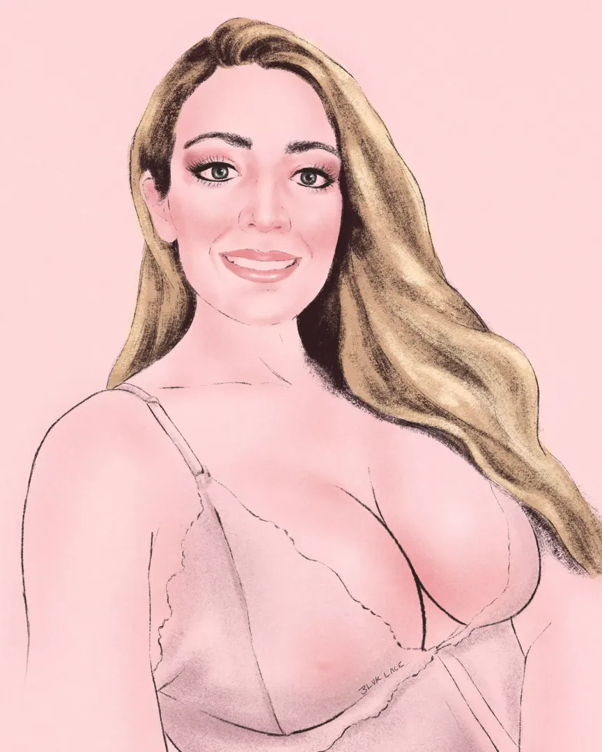 Hair flowing like golden water. portrait of u/ naughtynurse31415. By me