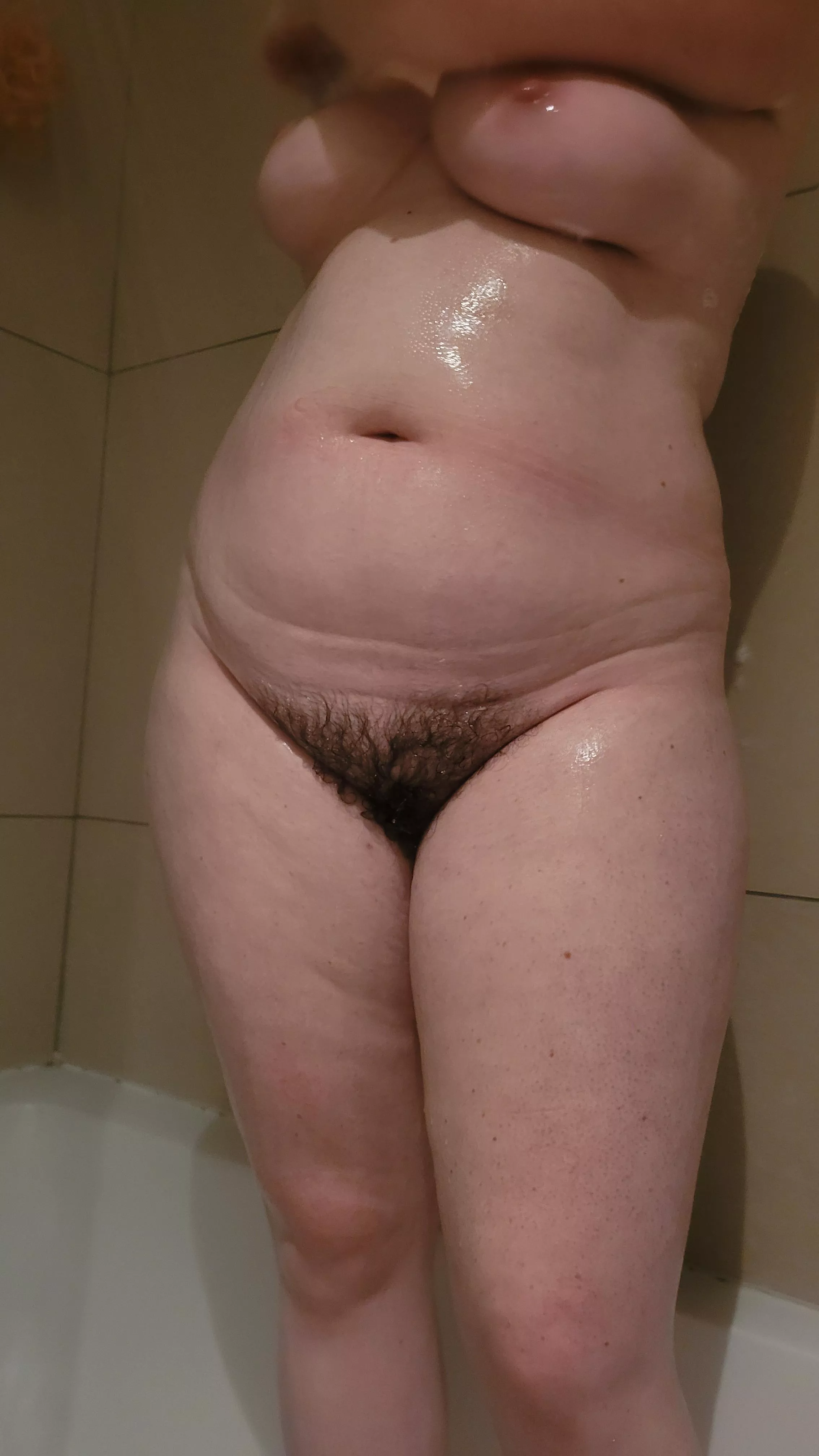 Hairy pussy and chubby tits