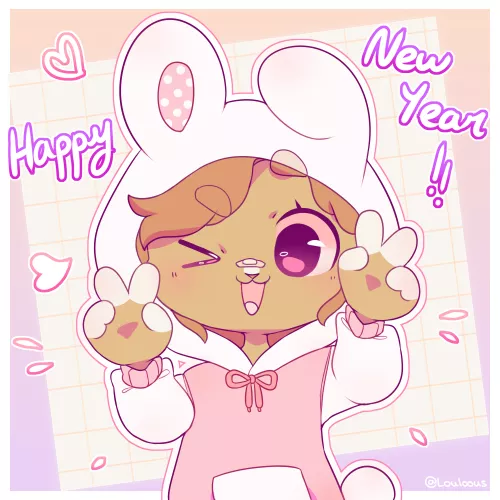 Happy new year 2023 everyone !! - art by myself @Louloous 🐰💕