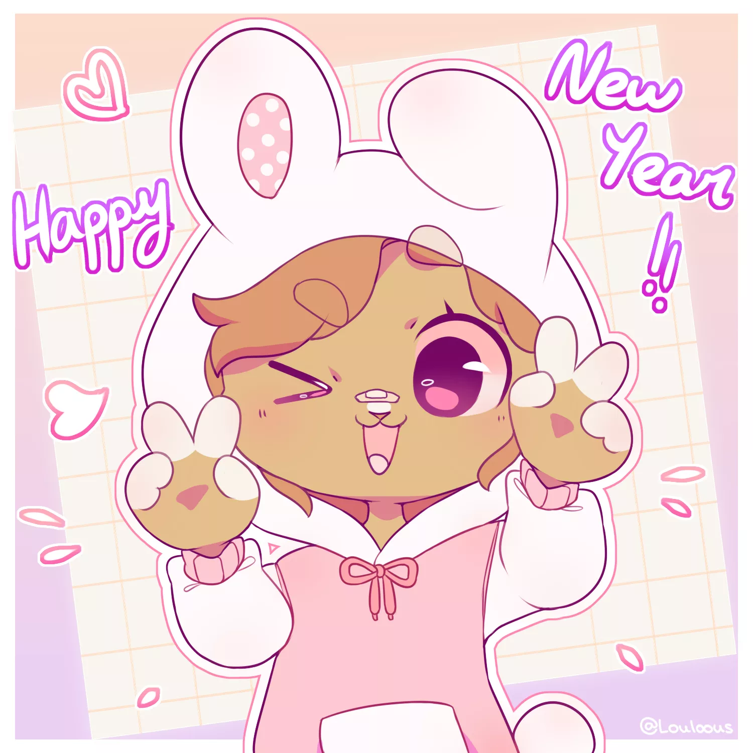 Happy new year 2023 everyone !! - art by myself @Louloous 🐰💕