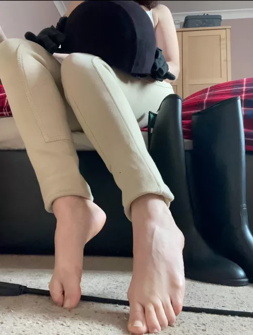 Hard working equestrian girl feet