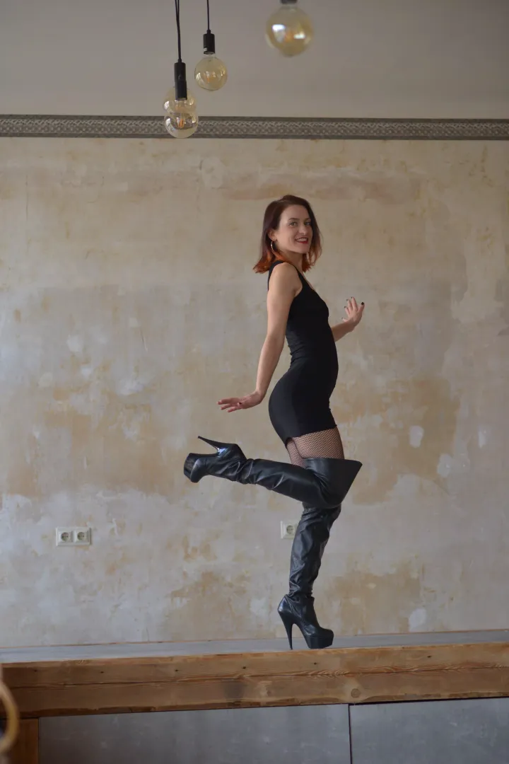 Having fun in my thigh high boots