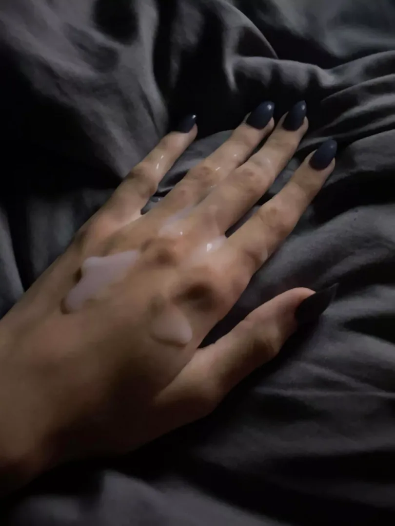 He drenched my pretty little cumslut nails… who’s next ;)