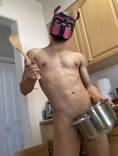 He is ready to cook your favorite dish!
