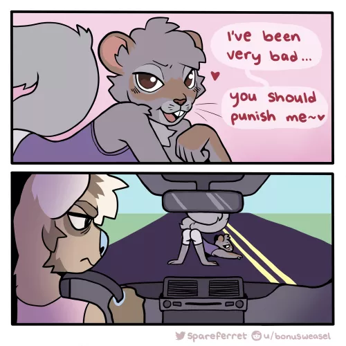 he just ran in front of me (by spareferret on twitter)