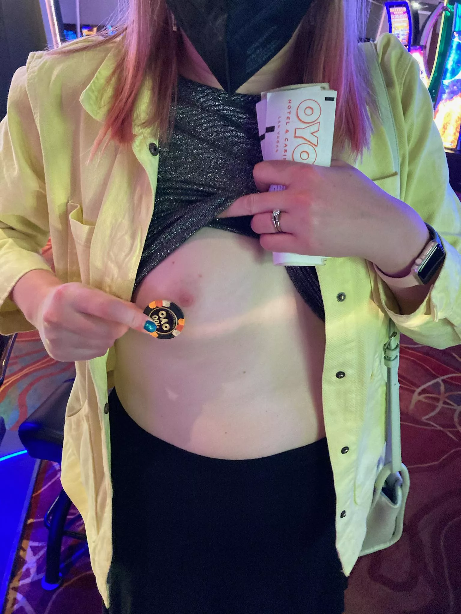 He won 100 bucks so I [F]igured that earned him a titty flash in the casino