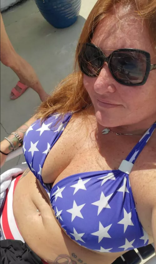 Her freckles are popping in the sun